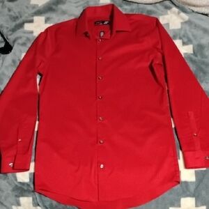 JF J.Ferrar Vibrant Red Men's Dress Shirt
